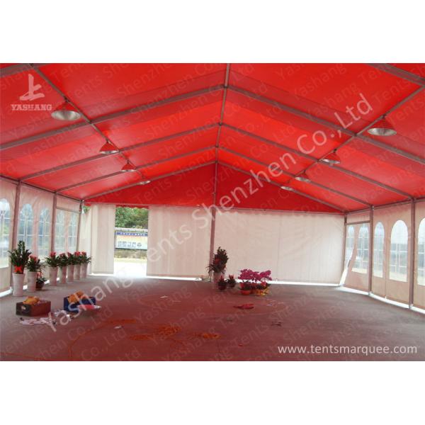 Red Roof White Wall PVC Cover Outdoor Party Tents Transparent PVC Fabric Windows