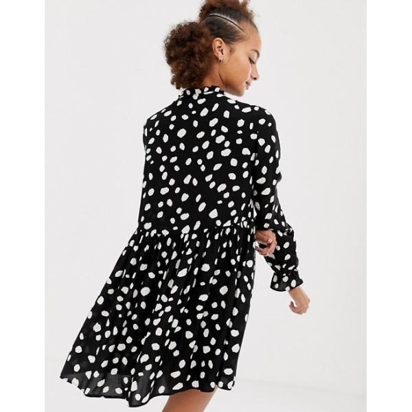 OEM new design long sleeve spot print mini smock dress for girls