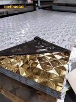 Miroir d'or Diamant en relief de tôle d'acier inoxydable motif carré