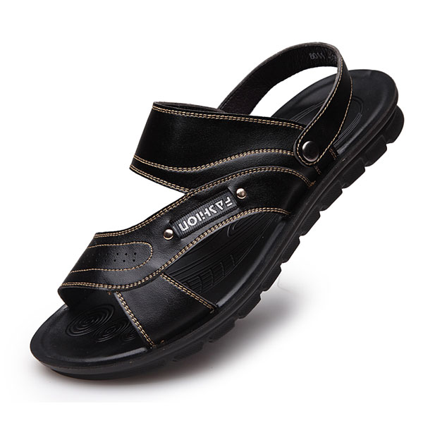 Жёлтые мужские кожаные летние сандалии, неординарные мягкие сандалии.