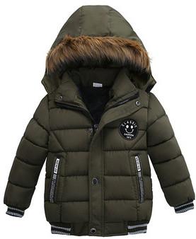 Fashionable Kids Hooded Puffer Jacket , Plain Dyed Boys Down Winter Coat