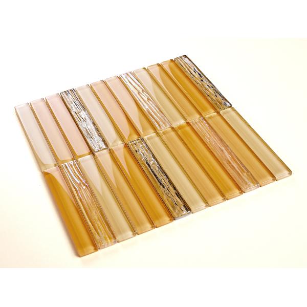 Mosaïques en verre murale jaune de 300x300 mm résistantes aux rayures et à l'eau pour salle de bain et bureau