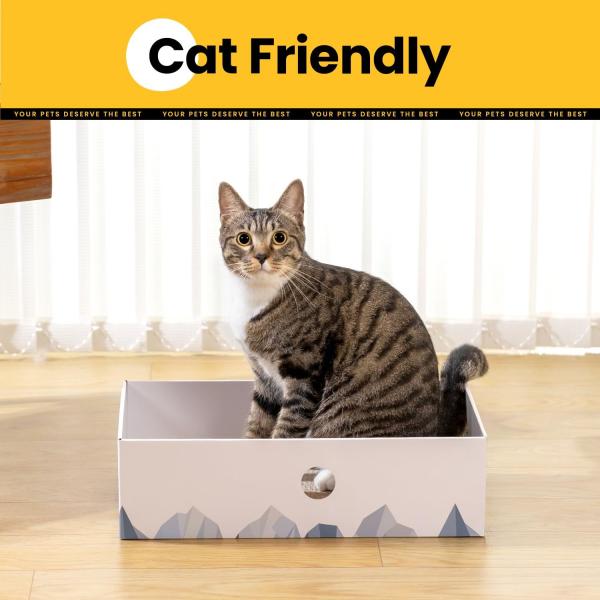 Cat Scratcher Box with Heavy-Duty Double-Sided Cardboard Pad, Cardboard Lounger, Interactive Hole Design