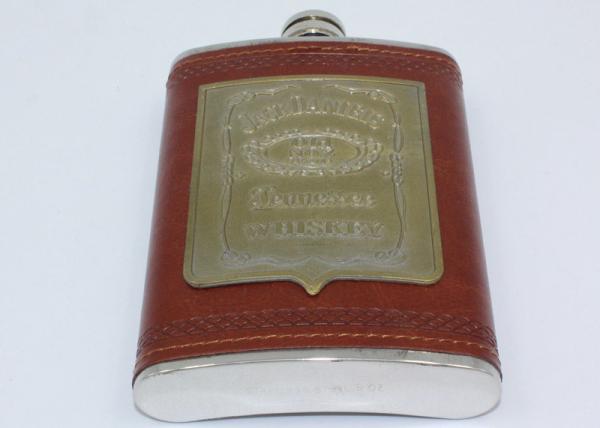 Antique 9 Oz Hip Flask Business Gift Set Leather Patch Pu Ss Wine Bottle Set