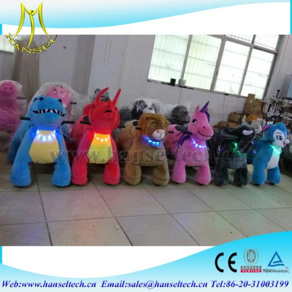 Hansel latest designed battery moving amusement park outdoor game equipment ccoin operated dinosaur ride scooter
