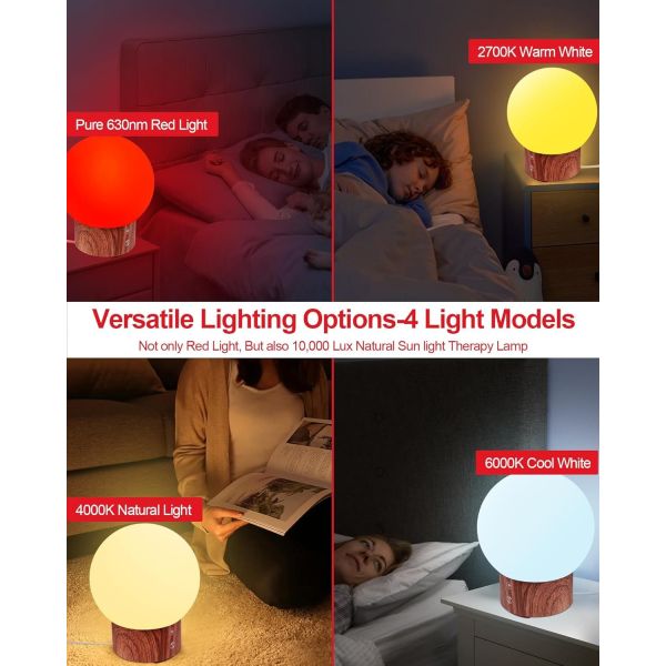 2700K 4000K 6000K Sleep Aid Lamp 630nm Red Light Lamp For Sleep