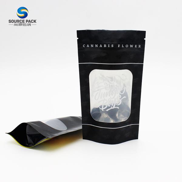 Customized Logo Printing Mylar Weed Packaging Bag Stand Up Mylar Bags CBD With Window