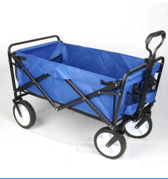 Green Outdoor Foldable Wagon 4 Wheels Collapsible Utility Cart Portable Storage Basket
