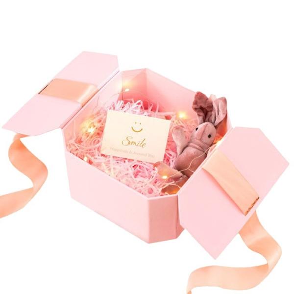 Luxury Octagonal Gift Box Set Premium Hexagonal Packaging Satin Ribbon Bows Cosmetic Gift Ready