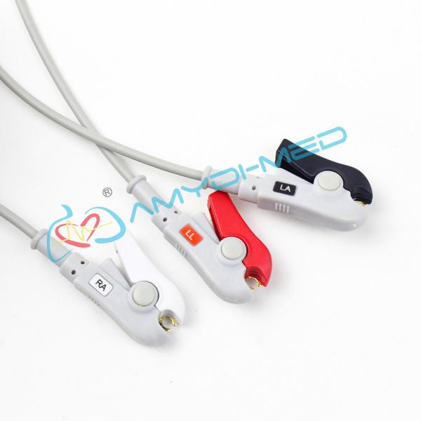 0.9m Gray ECG Lead Wires 3 Clip TPU Compatible With SIEMENS MINDRAY Monitor