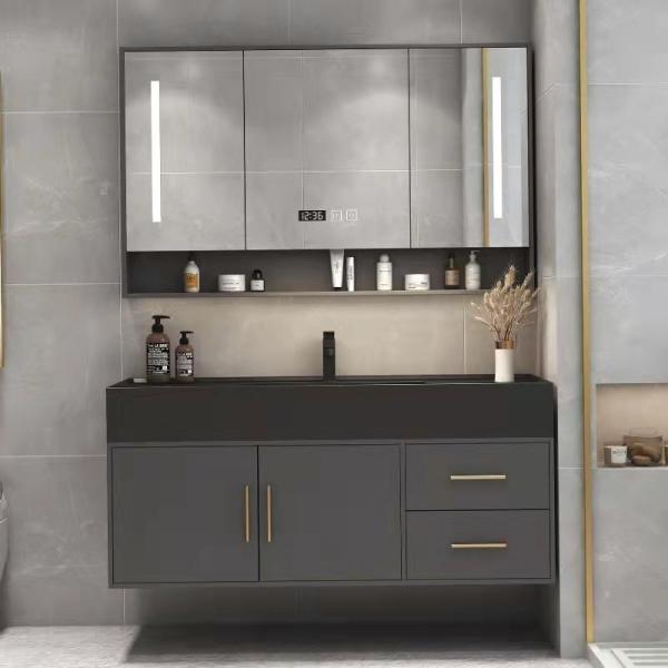 Wall Hung Painted Bathroom Vanity Furniture Melamine Countertop