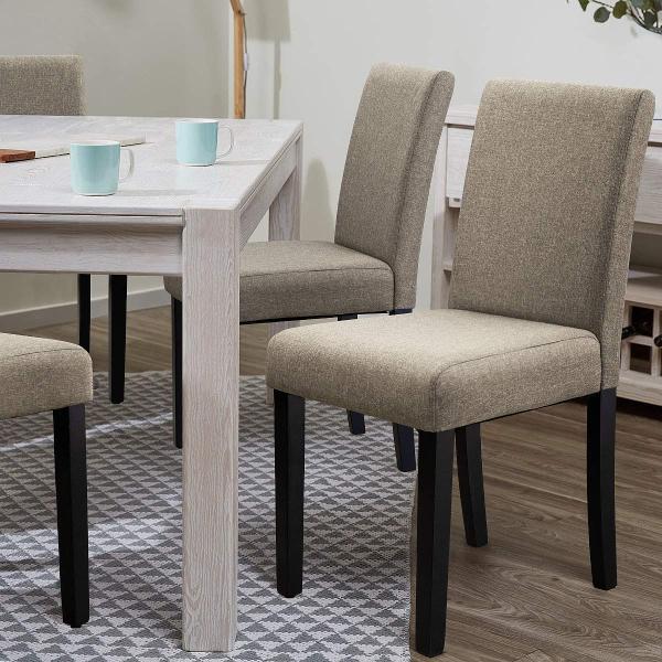 Upholstered Style Fabric Dining Room Chairs Kitchen Side Padded With Solid Wood Legs