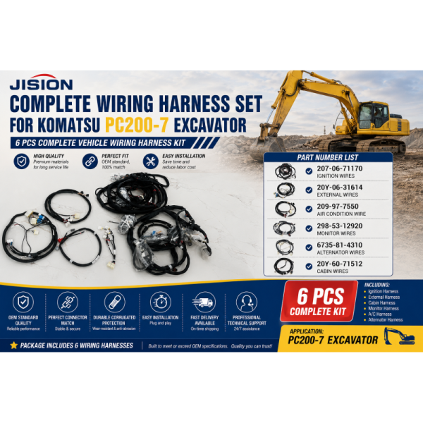 Complete Wiring Harness  For Komatsu Pc200-7 207-06-71170 20Y-06-31614 209-97-7550 298-53-12920
