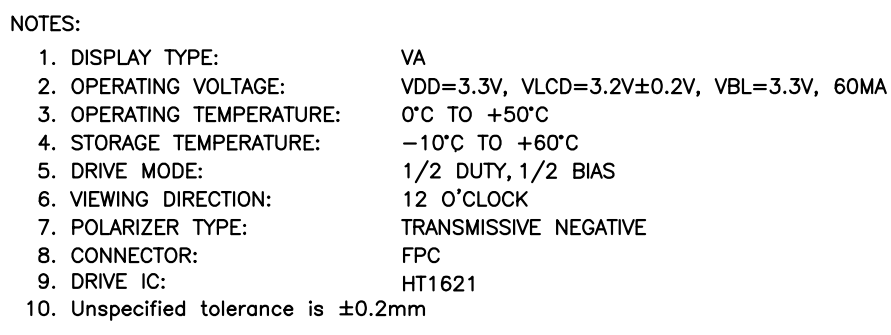 HT1621 Driven Segment LCD Module VA Black Film Negative Display FPC Connection For UPS Power Supply