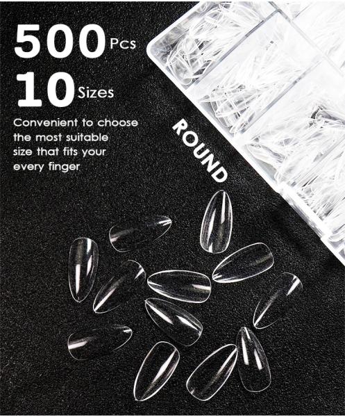 Customizable SAGALAGA Customs Logo Clear Gel Nail Extension Tips Full Cover Press on Nail Tips Pre-Designed Yes Pattern Round