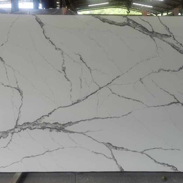 Calacatta Classical Polished Honed White Quartz Stone Veneer White Quartzite Slabs For Benchtop