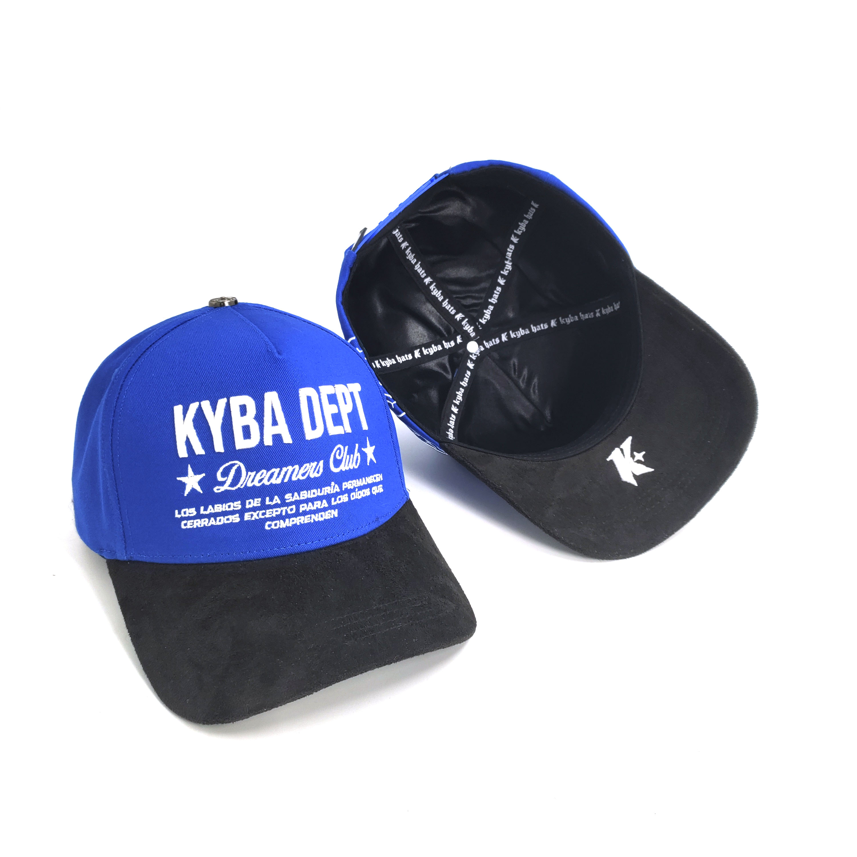 5 Panel High Crown Black Suede Custom Hats Baseball Cap PVC Tag Metal Top Button Gorras