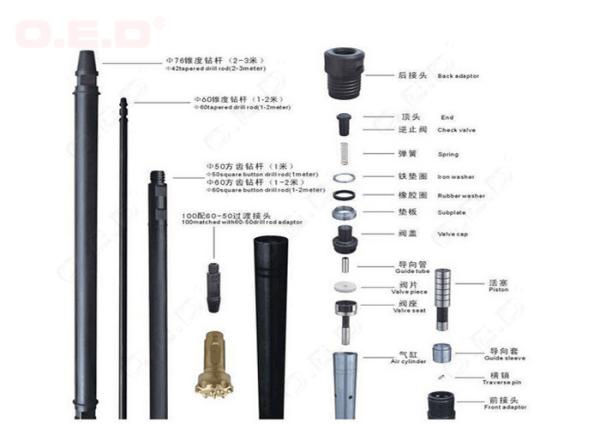 High Air Pressure Mining DTH Drill Rods Hammers 3 Inches 5 Inches 6 Inches