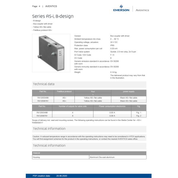 Industrial AVENTICS Series BDC Bus Couplers With Aluminum Housing IP65 Protection