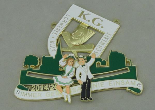 Germany Carnival Zinc Alloy Medal , 3D Design With Slipper Pieces Gold Plating For K.G.