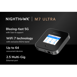 NIGHTHAWK M7 Ultra 5G WiFi 7 Mobile Hotspot Router with 5.8Gbps Speed and 2.5G Ethernet