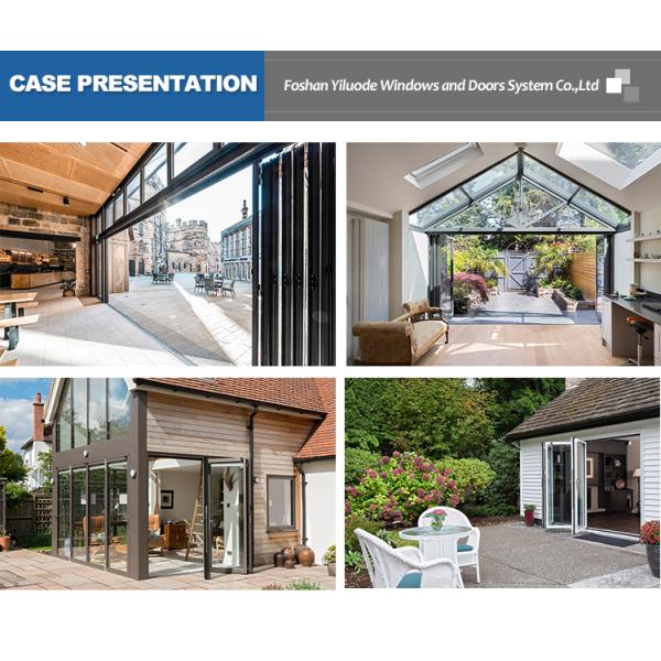 Isolamento acústico à prova de furacão Porta dobrável de vidro duplo de vidro de alumínio Patio Porta dobrável de vidro