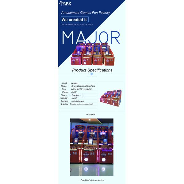 Сумасшедшая крытая монетка обруча стрельбы баскетбола аркады привелась в действие игровой автомат для детей/взрослого