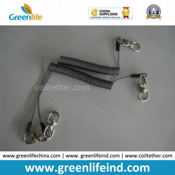 Transparent Black Color 0.5MM Stee Core Coated 2'' TUP Elastic Coiled Tether with Lobster Clip 2pcs