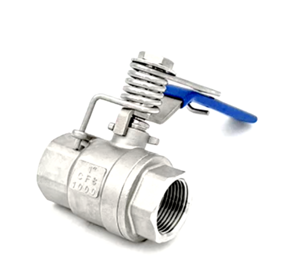 304 Stainless Steel Spring Return Ball Valve 2 Piece Female Thread Automatic Reset Quick Close Ball Valve 1000WOG NPT BSPT
