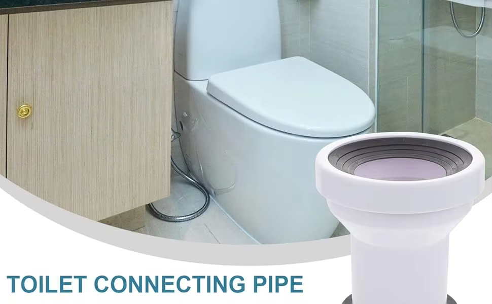 White Straight Pipe Of The PP Toilet Tray Connector With Rubber Sealing Gasket
