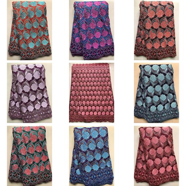 Switzerland Embroidered African Lace Print Cotton Fabric 125-145cm