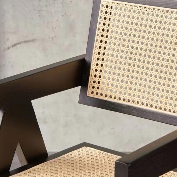 Custom Wooden Dining Chair with Rattan Seat OEM