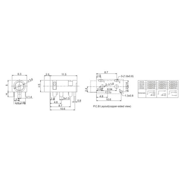 5pin PJ30270 для бортового разъема Smt PCB телефонного гнезда компьютера