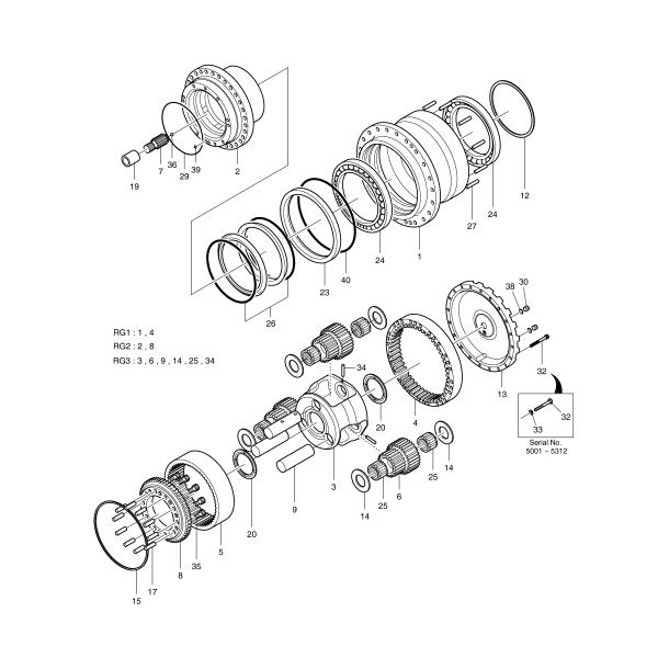K1011413A K9005007 170402-00039 DX255 Final Drive Gear DX255 DH258 SOLAR 255LC-V Travel Gearbox With Motor