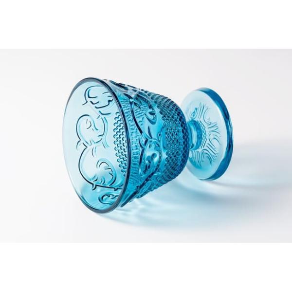 Pressed 8oz Blue Glass Serving Bowls 230ml Colored Mini Glass Trifle Bowls