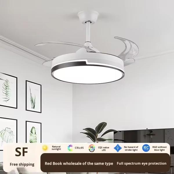 Vente en gros Populaire 48 pouces Haute puissance du vent silencieux LED Ventilateur de plafond Lumière de fréquence variable Ventilateur invisible