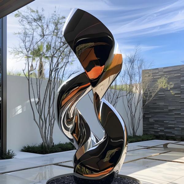 Customized Colors Modern Abstract Mirror Stainless Steel Sculpture for Outdoor Decoration from Model