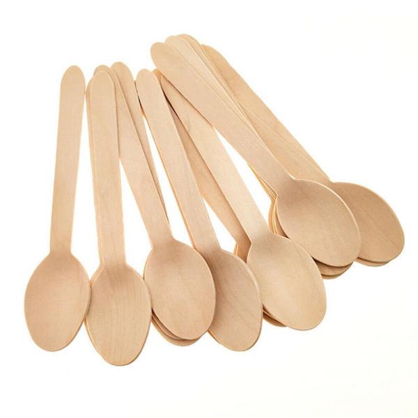 Custom Logo Fast Food Tableware Natural Color Wooden Cutlery Set for Restaurants