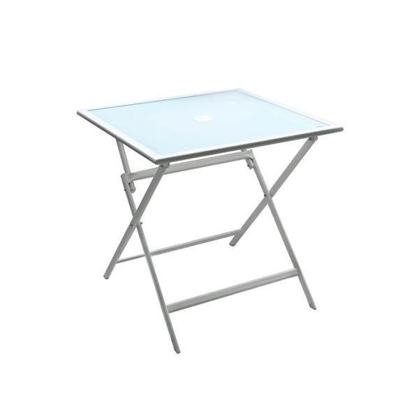 Two Person Outdoor Garden Table Square Tempered Glass Outdoor Dining Table