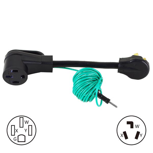 1FT Nema 10-30P Male to 14-50R Female Dryer Adapter Cord 50 Amp STW 10-AWG Outlet Plug Power Cord with Ground Wire Blue