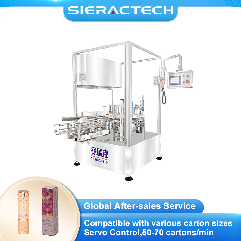 Automatic Bottle Cosmetic Cartoning Machine with Flexible Vertical Cartoning and Tool-Less Changeove
