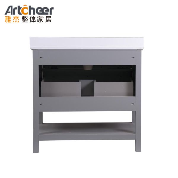 Modern Solid Wood Bathroom Vanity with Dressing Table Design and Stone Table Top