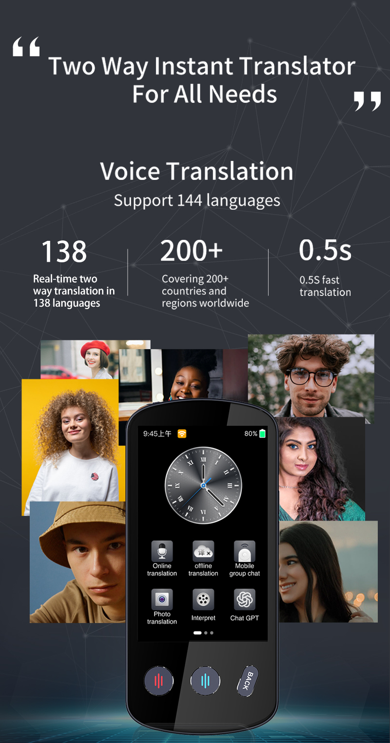 Two Way Language Translation Device Real Time Mobile Remote Translation Multilingual Translator