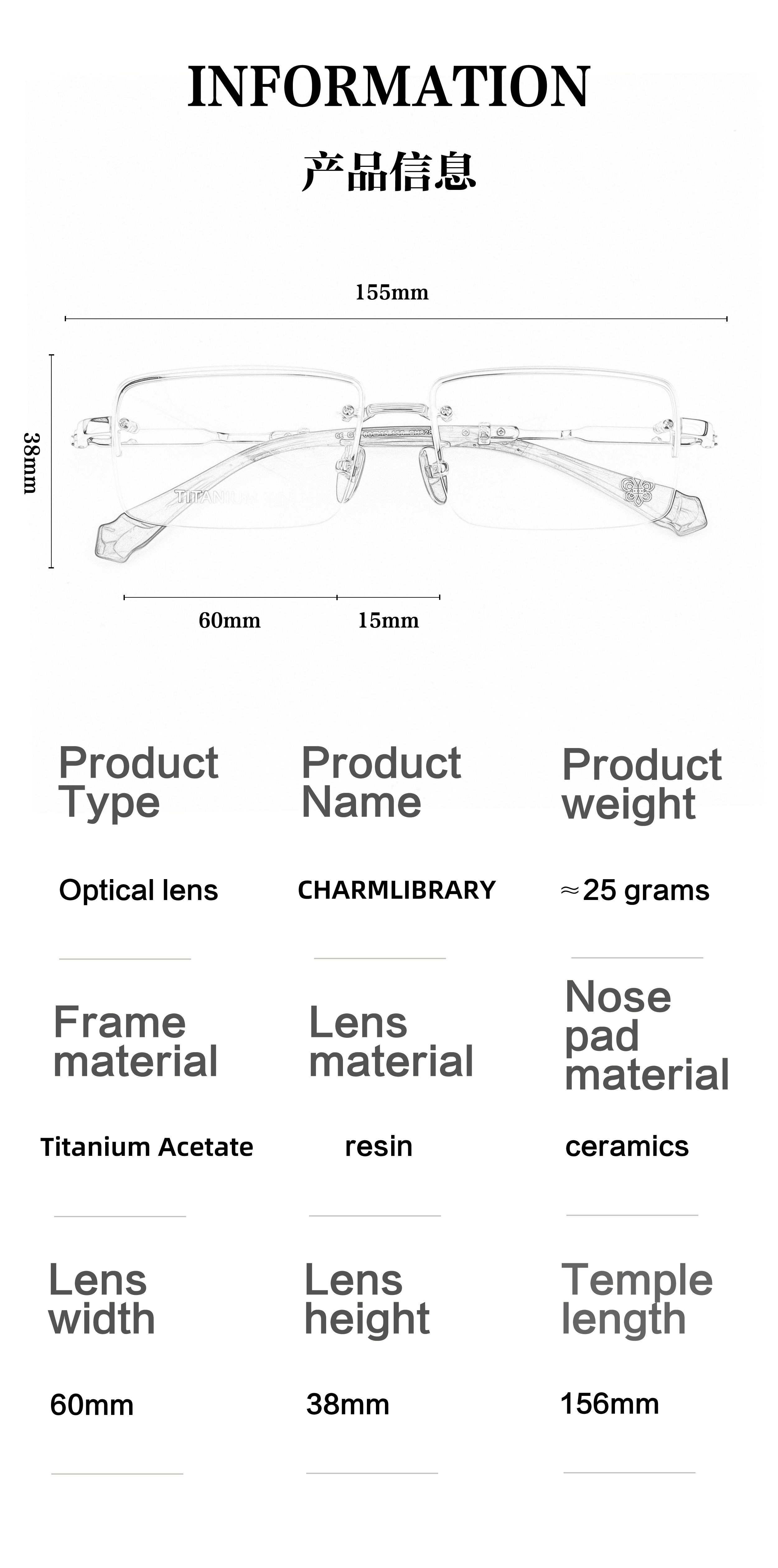 New Read Half Frame Square Black Silver Color Optical Prescription Luxury Brand Fashion Light Custom logo Glasses Eyewear Frames