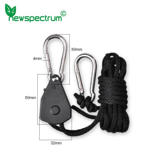 Black Adjustable Grow Light Metal Rope Ratchet Pulley For Greenhouse Indoor Plant