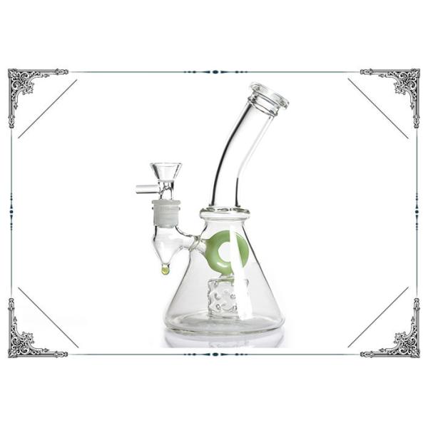 Fluorescence Green Glass Beaker Bubbler Bong , Hole Percolator Bubbler Pipe