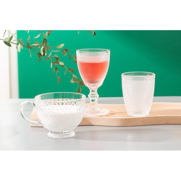 Beaded Hobnail Glass Drinking Cups Crystal Tumblers 260ml Old Fashioned Glasses