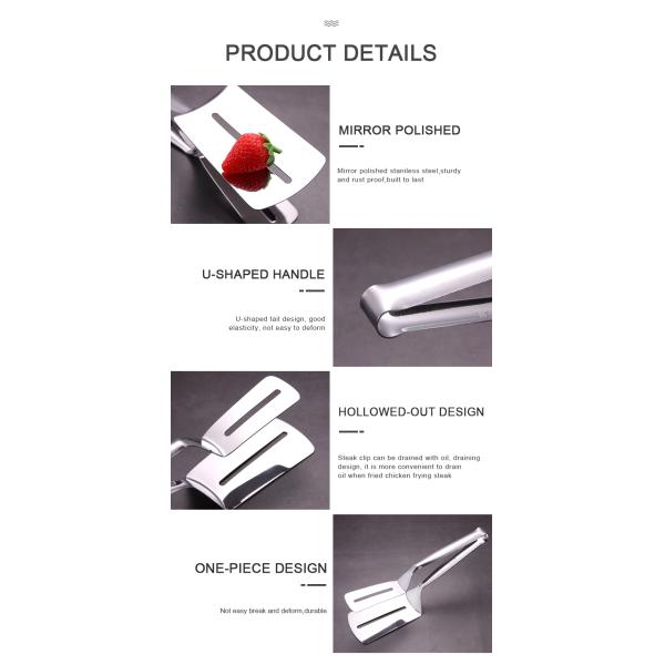 SUS 304 Stainless Steel Steak Clip Fried Steak Food Clip Barbecue Tool Bread Clip Food Clip