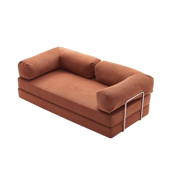 Modern Compression Sofa Set Fully Removable Fabric Sponge Filled Straight Legs Stainless Steel School Living Room Sofa Bed