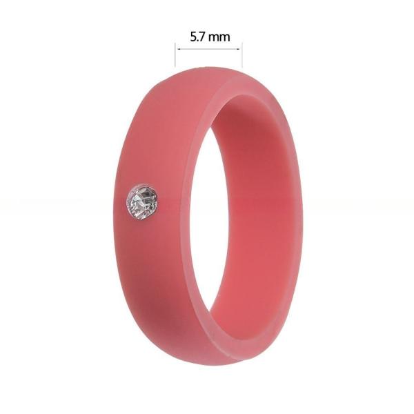 Wedding Silicone Rings Breathable 5.7mm with Cubic Zirconia Inlay Multi Colors
